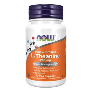 NOW Foods L-Theanine 200mg 60 Cápsulas | Relajación y Enfoque Mental