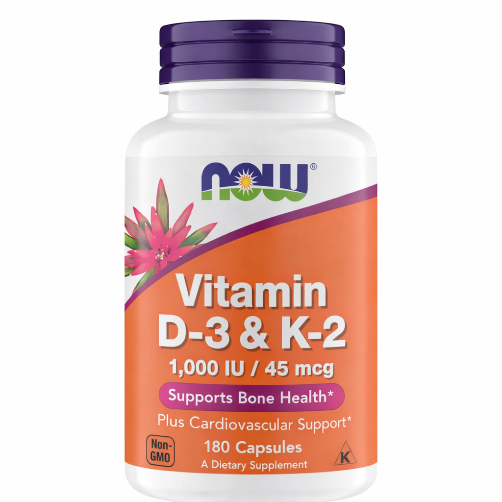Vitamin D3 + K2 Now Foods 180 cápsulas | Salud ósea, inmunidad y absorción de calcio